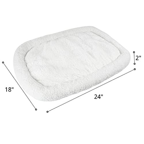 Super Soft Sherpa Dog Crate Bed, 24x18, Cozy Pet Cushion White - Image 4