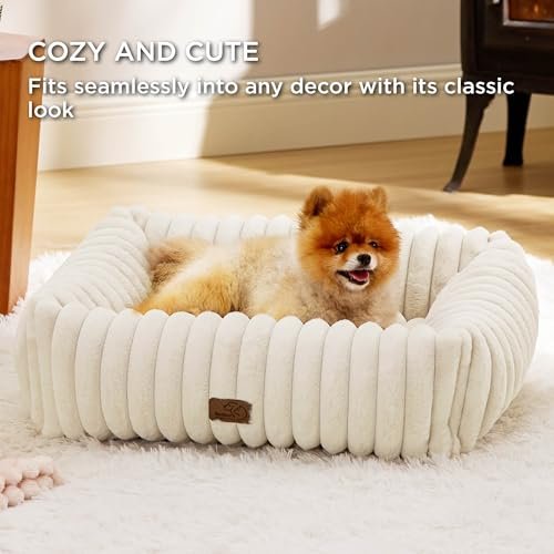 Cozy Orthopedic Dog Bed for Small & Medium Dogs - Washable, Soft, Cream - Image 4