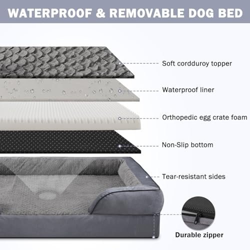 INVENHO Orthopedic XL Dog Bed - Washable Foam Sofa with Waterproof Cover - Image 4