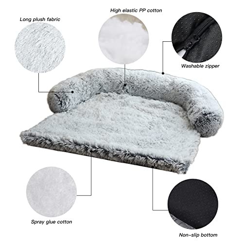 Calming Plush Dog Bed - Washable Furniture Protector for Pets - Image 3