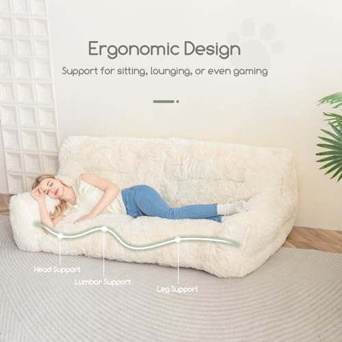 HIGOGOGO Giant Human Dog Bed – XXXL Comfy Faux Fur Floor Sofa - Image 3