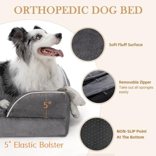 Jumbo Orthopedic Memory Foam Dog Bed with Bolster, Waterproof Cover - Image 3