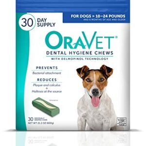 ORAVET Dental Chews for Dogs, Oral Care and Hygiene Chews (Small Dogs, 10-24 lbs.) Blue Pouch, 30 Count