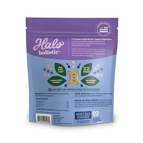 Halo Vegan Dog Treats – Plant-Based, Oats & Blueberries, 8oz Pouch - Image 2