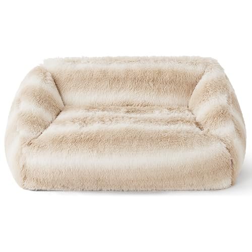 Lesure Medium Dog Bed - Soft, Washable Calming Pet Bed with Cover, Beige - Image 9