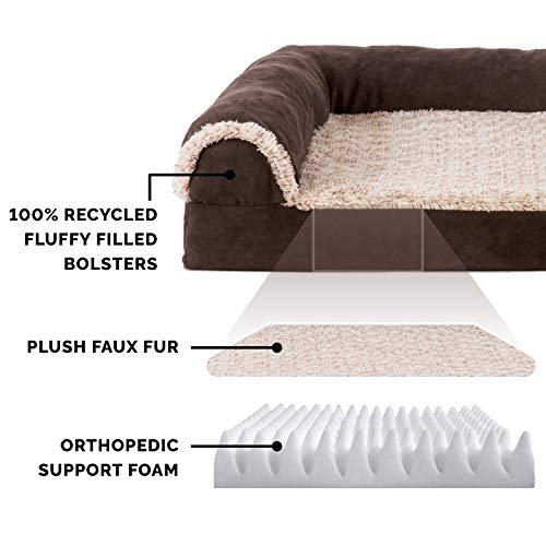Furhaven Orthopedic Jumbo Dog Bed, Washable Bolster, Plush Suede, XL - Image 4