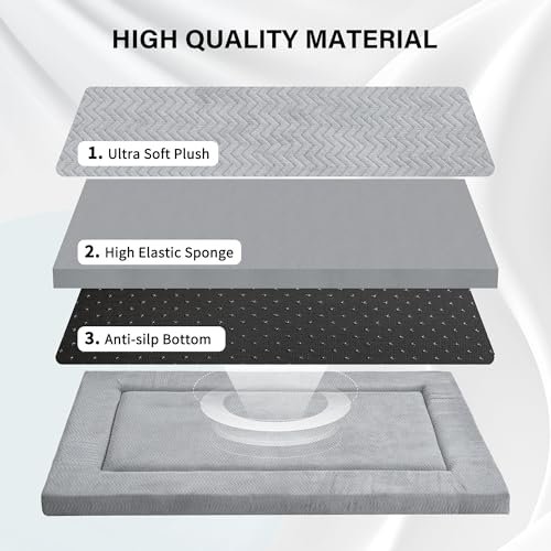 Orthopedic Dog Crate Bed: Comfy Foam Mat for Large, Medium & Small Dogs, Grey - Image 3