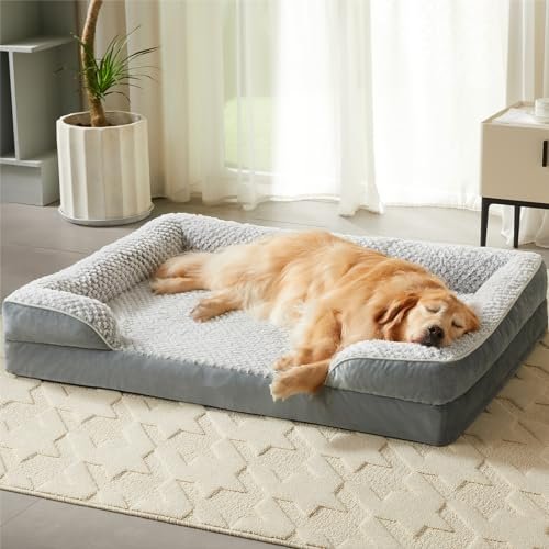 LEXTRO Orthopedic Dog Bed for Large Dogs, Egg Crate Foam Bed for Large Dogs, Equipped with Removable Waterproof Pillow Cover and Anti-Slip Bottom, Pet Bed