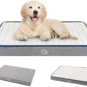 EMPSIGN Reversible Cool and Warm Dog Bed for Crate Pad, Pet Beds with Washable and Removable Cover, Dog Crate Bed Sleeping Mats, Bed for Dog Crate for Large Medium Small Dogs, Grey