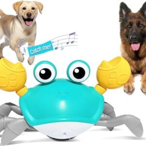 HONGID Crawling Crab Dog Toys,Escaping Crab Dog Toy with Obstacle Avoidance Sensor,Interactive Dog Toys with Music Sounds & Lights for Dogs Cats Pets,Christmas Toy Gifts for Puppy/Small/Medium Dogs