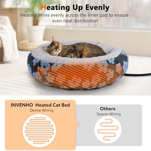 INVENHO Heated Cat Bed - Cozy Donut Warmer with Timer & Temp Control - Image 2