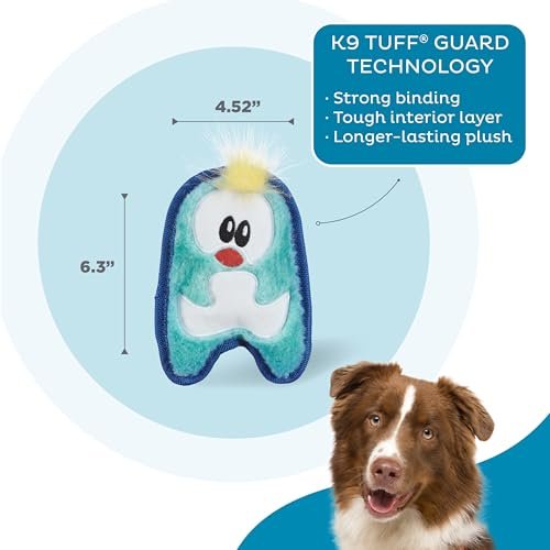 Outward Hound Durable Penguin Dog Toy, Tough Plush, Squeaky, XS Blue - Image 3