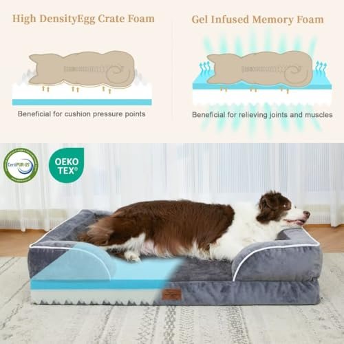 Jumbo Orthopedic Memory Foam Dog Bed with Bolster, Waterproof Cover - Image 2