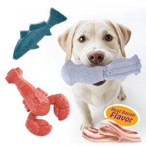 Kimee Dog Toys for Aggressive Chewers, 3 Pack Indestructible Dog Chew Toys, Super Chewer Dog Toys with Tough Nylon Bacon Flavor for All Breed Sizes, Teeth Cleaning & Training, Boredom Relief