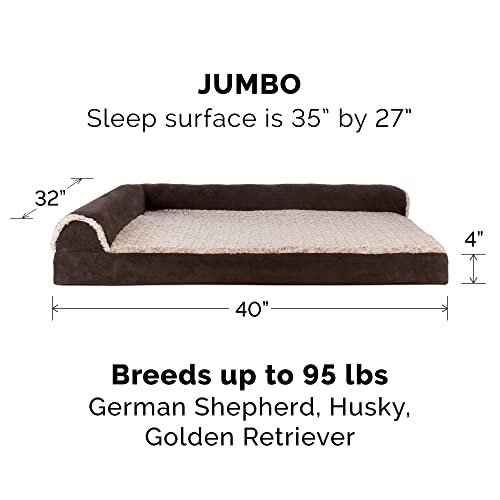 Furhaven Orthopedic Jumbo Dog Bed, Washable Bolster, Plush Suede, XL - Image 2