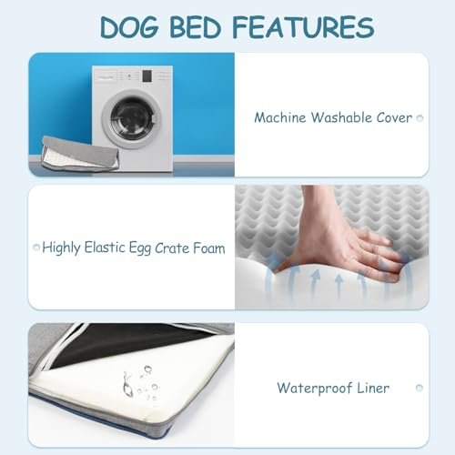 EMPSIGN Reversible Dog Crate Bed Pad with Washable Cover, Grey - Image 6