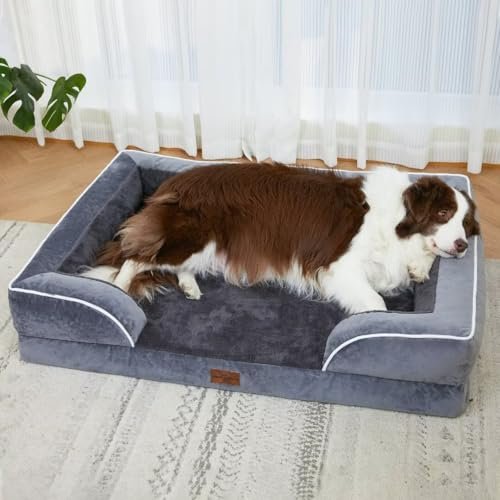 Jumbo Orthopedic Memory Foam Dog Bed with Bolster, Waterproof Cover - Image 6