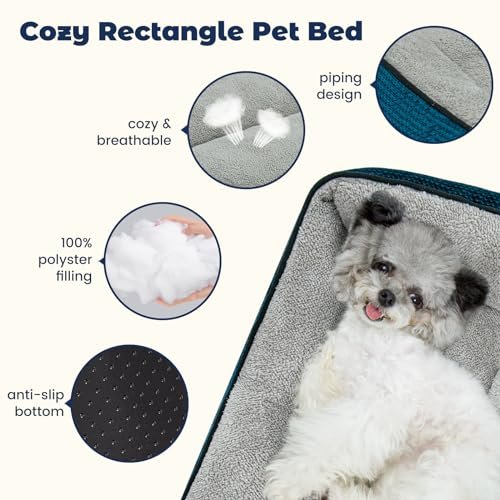 Miguel Washable Dog Bed - Removable Cushion, Non-Slip, 30” Blue - Image 4