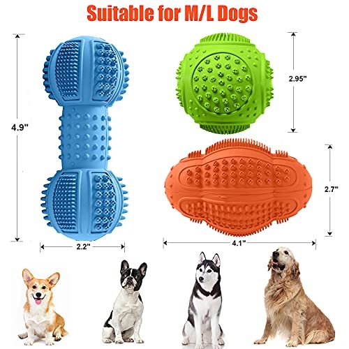 LUKITO Tough Dog Chew Toys 3-Pack for Aggressive Chewers, Natural Rubber - Image 5