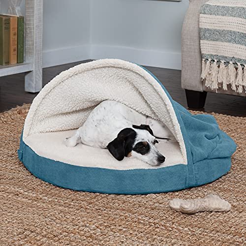 Orthopedic Donut Dog Bed for Small Dogs, Washable Cover, 26-Inch Blue - Image 2