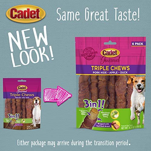 Cadet Triple Chews Dog Treats – Pork Hide, Apple & Duck, 6 Ct - Image 6