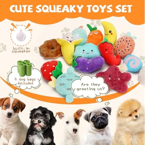 QTwoof 20-Pack Squeaky Plush Dog Toys Set - Cute, Interactive & Fun - Image 2