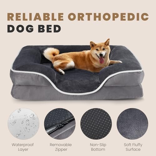 Orthopedic Memory Foam Dog Bed for Medium Pets, Washable & Waterproof - Image 3