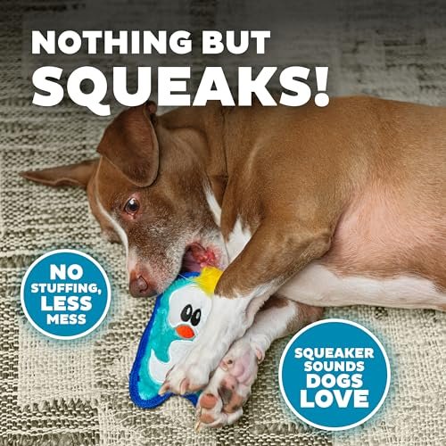 Outward Hound Durable Penguin Dog Toy, Tough Plush, Squeaky, XS Blue - Image 4