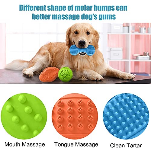 LUKITO Tough Dog Chew Toys 3-Pack for Aggressive Chewers, Natural Rubber - Image 2