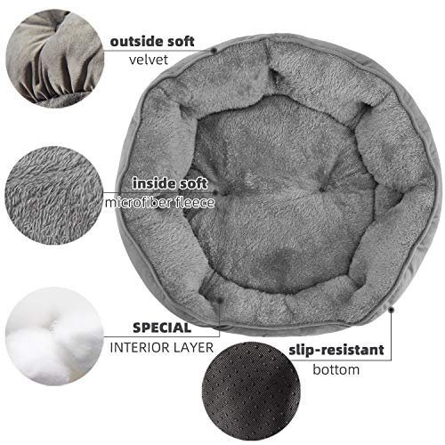 Cozy Small Dog Bed & Cat Bed – Soft, Washable, Non-Slip, 20” Grey - Image 4