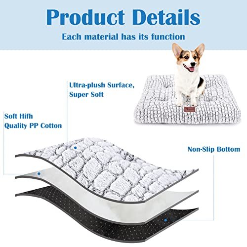 Cozy Small Dog Crate Pad: Soft Fluffy Kennel Cushion with Anti-Slip Base - Image 3