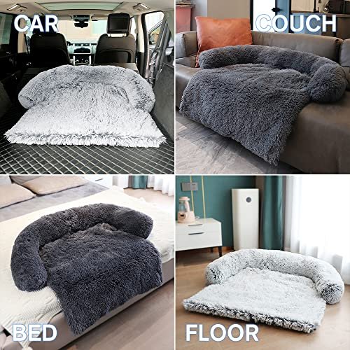 Calming Plush Dog Bed - Washable Furniture Protector for Pets - Image 5