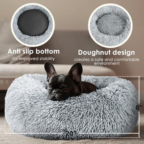 Hoewina Calming Donut Cat & Dog Bed - 20in Fluffy Washable Pet Bed - Image 3