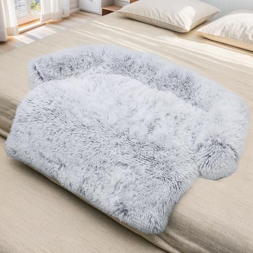 Calming Plush Dog Bed - Washable Furniture Protector for Pets - Image 7