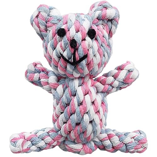 SunGrow Teddy Bear Teething Toy, Dog Rope Toy for Medium and Small Dogs, Puppy Tug of War Toy, Pull Toy for Large Dogs, Knotted Rope Teething Toy for Puppies, Cotton Rope Dog Toy for Teeth Cleaning