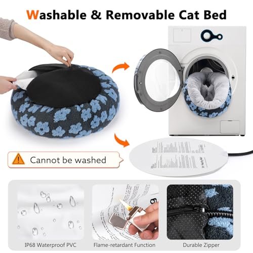 INVENHO Heated Cat Bed - Cozy Donut Warmer with Timer & Temp Control - Image 7