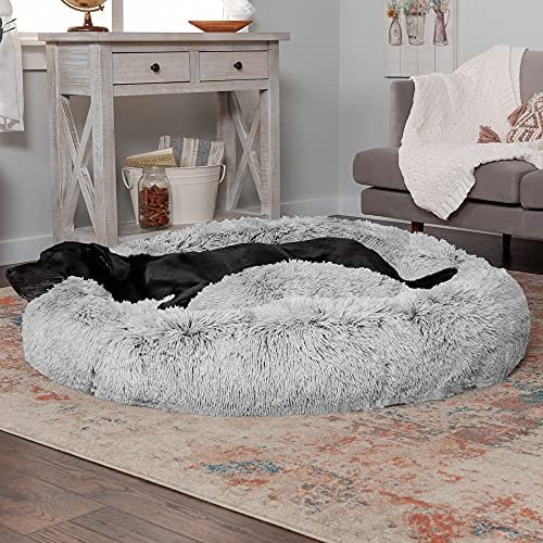 Furhaven Jumbo 45" Calming Donut Dog Bed, Washable Cover, Mist Gray - Image 2