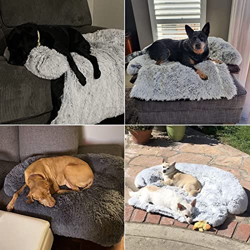 Calming Plush Dog Bed - Washable Furniture Protector for Pets - Image 6