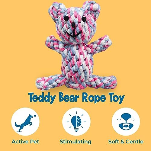 SunGrow Teddy Bear Dog Rope Toy – Teething, Tug, & Teeth Cleaning Fun! - Image 2