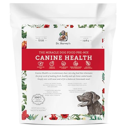 Dr. Harvey's Canine Health Miracle Dog Food, Human Grade Dehydrated Base Mix for Dogs with Organic Whole Grains and Vegetables (10 Pounds)