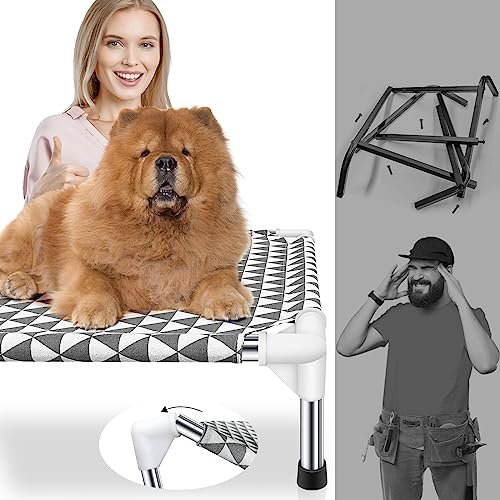 Kuntrust Elevated Outdoor Dog Bed, Breathable Cotton, Non-Slip, 70lbs - Image 4