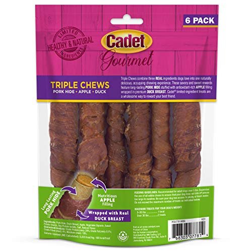 Cadet Triple Chews Dog Treats – Pork Hide, Apple & Duck, 6 Ct - Image 9