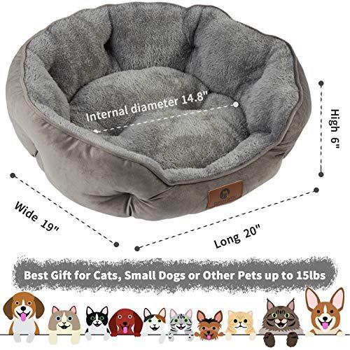 Cozy Small Dog Bed & Cat Bed – Soft, Washable, Non-Slip, 20” Grey - Image 3