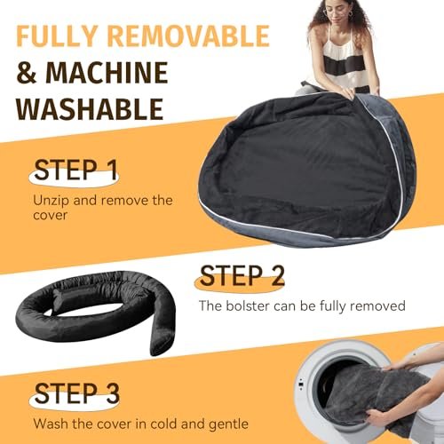 Orthopedic Waterproof Dog Bed - Washable Bolster Bed for Large Dogs - Image 5
