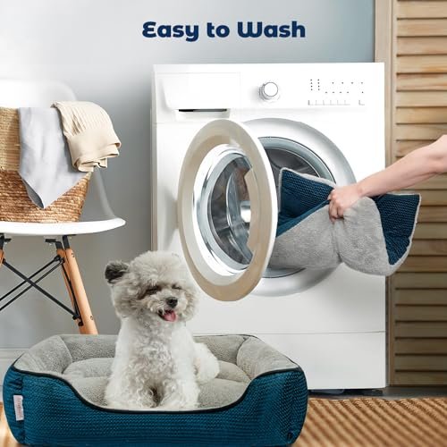 Miguel Washable Dog Bed - Removable Cushion, Non-Slip, 30” Blue - Image 3