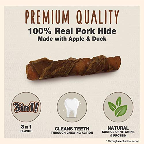 Cadet Triple Chews Dog Treats – Pork Hide, Apple & Duck, 6 Ct - Image 2