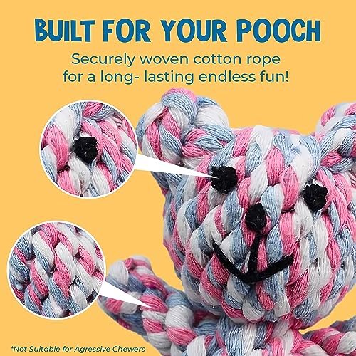 SunGrow Teddy Bear Dog Rope Toy – Teething, Tug, & Teeth Cleaning Fun! - Image 5