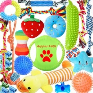Aipper Dog Puppy Toys 25 Pack,Puppy Chew Toys for Fun and Teeth Cleaning,Dog Squeak Plush Toys, Squeaky Toy Balls, Tug of War Toys, Puppy Teething Toys, Dog Rope Toys Pack for Puppy to Small Dogs