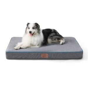 Bedsure Orthopedic Dog Bed for Large Dogs - Memory Foam Pet Mat, 2-Layer Thick Pet Mattress with Removable Washable Cover and Waterproof Lining (36x27x3.5 Inches), Grey