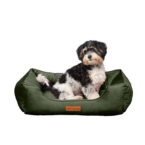 Modern Threads Luxury Dog Bed - Comfortable Tufted Velvet Cushion for Small to Large Dogs - Machine Washable - Durable & Cute Sleep Space for Pets - Pamper Your Pet with Cozy Beds - Forest Green